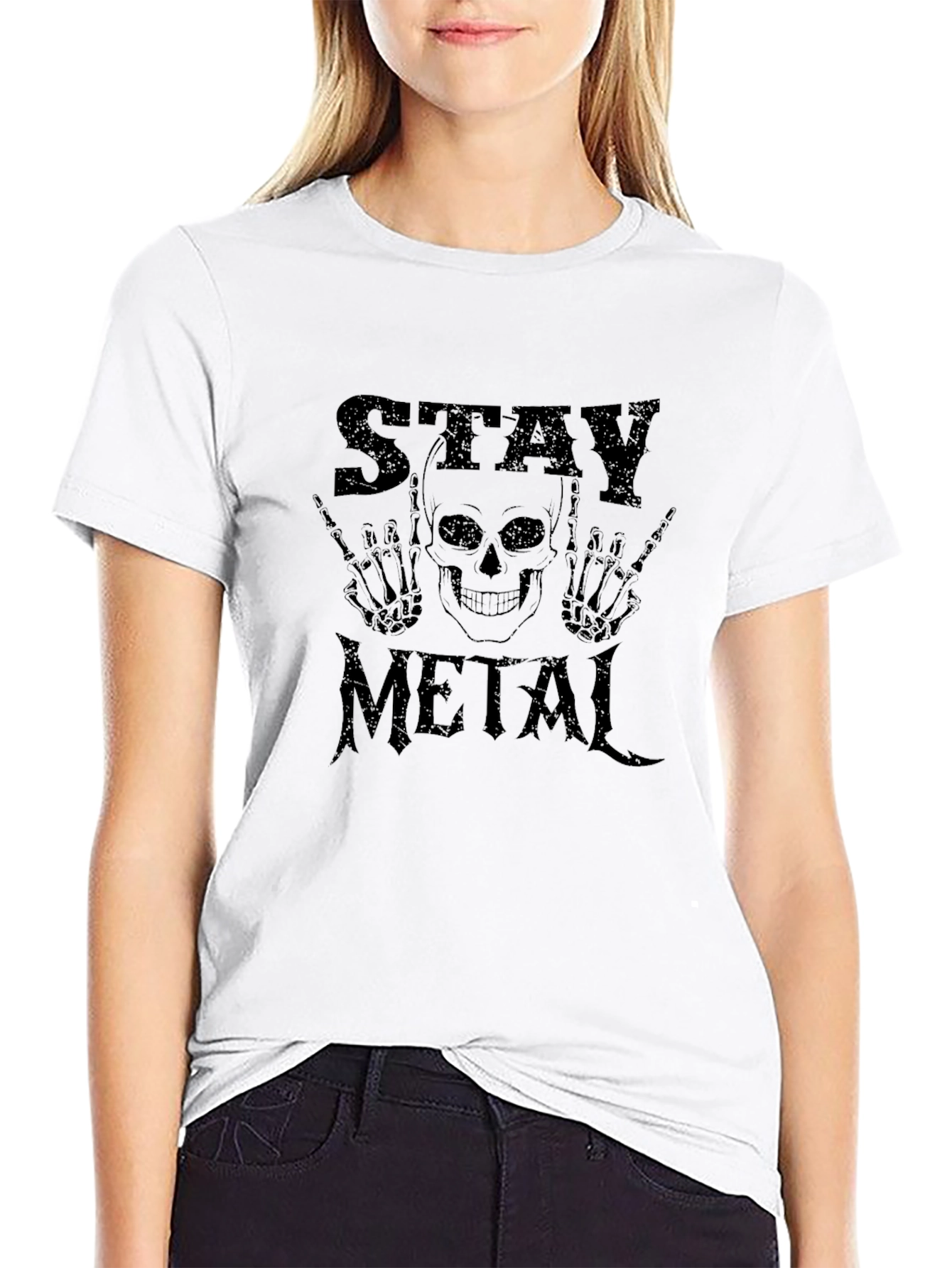 Stay Metal T-Shirt - Skull Design Black
