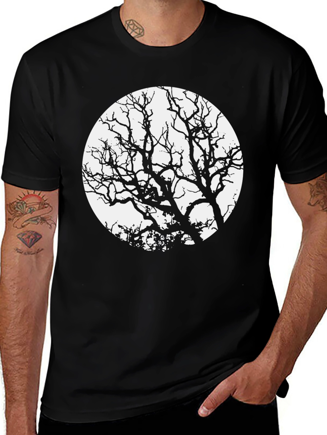 Tree Silhouette Graphic Tee - Black