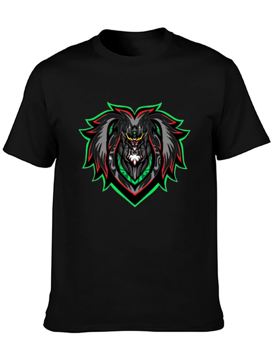 Edgy Black Graphic Tee - Cyberpunk Lion Design