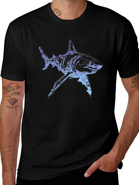 Cyber Shark Graphic Tee - Modern Style