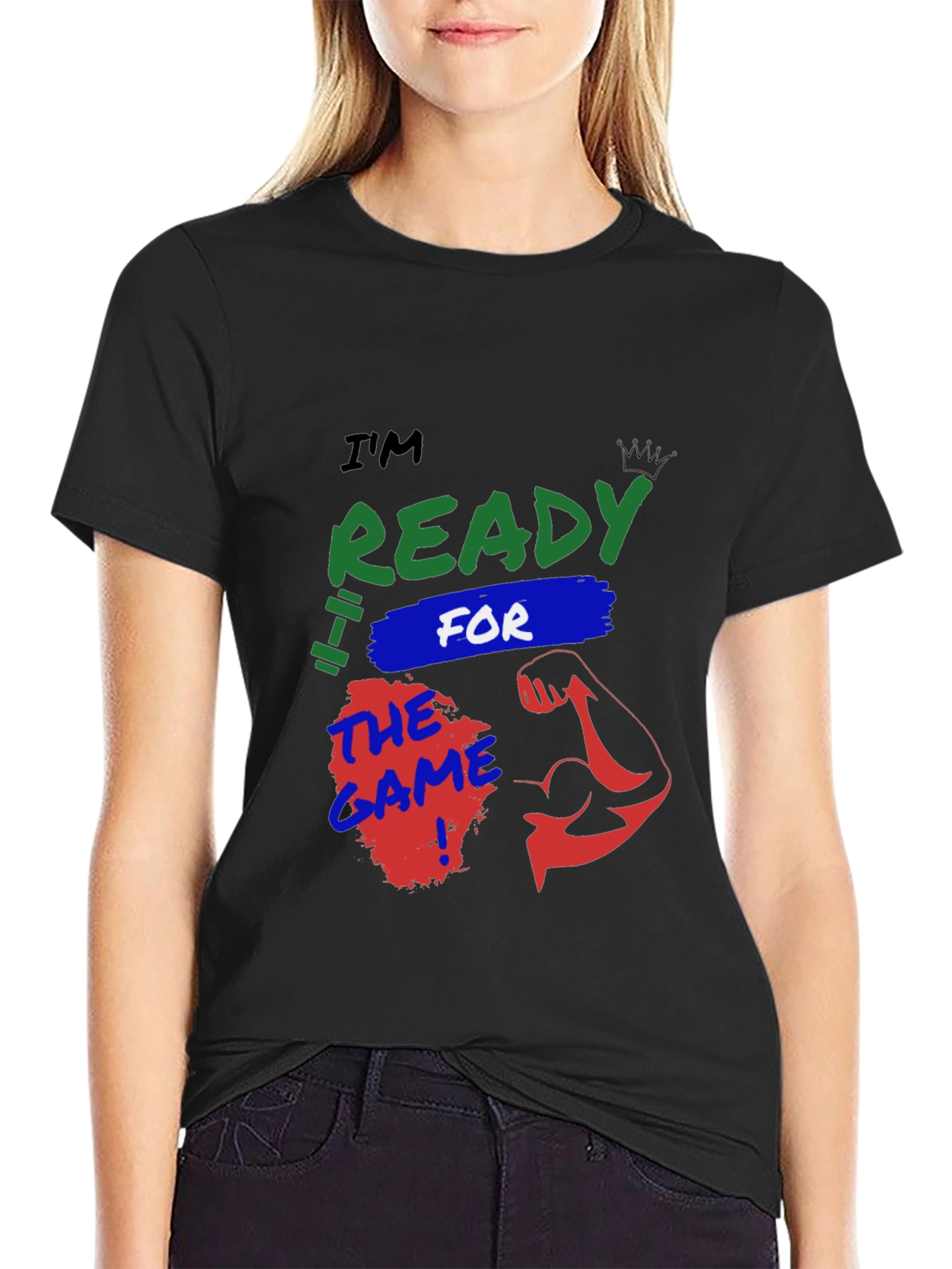 Ready For The Game Mens Black Graphic Tee