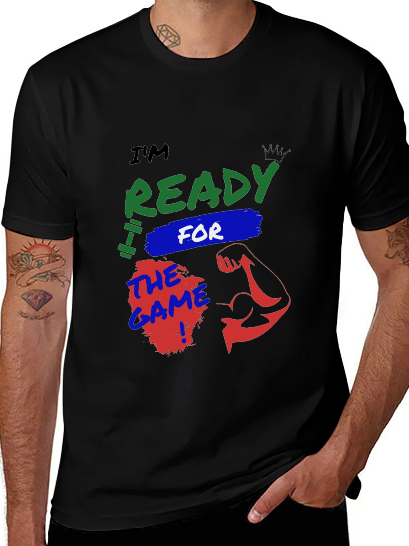 Ready For The Game Mens Black Graphic Tee