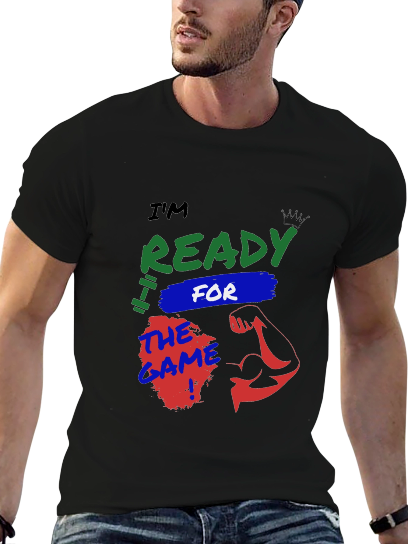 Ready For The Game Mens Black Graphic Tee