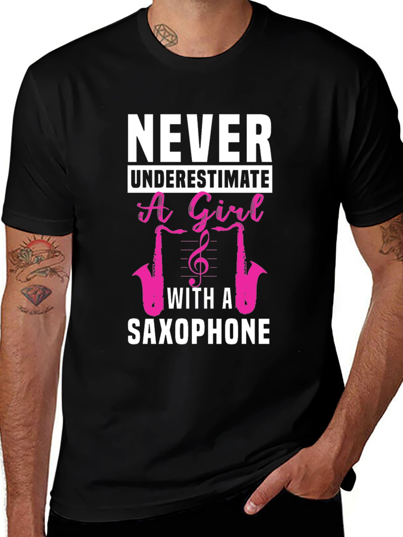 Never Underestimate a Girl with a Saxophone T-Shirt