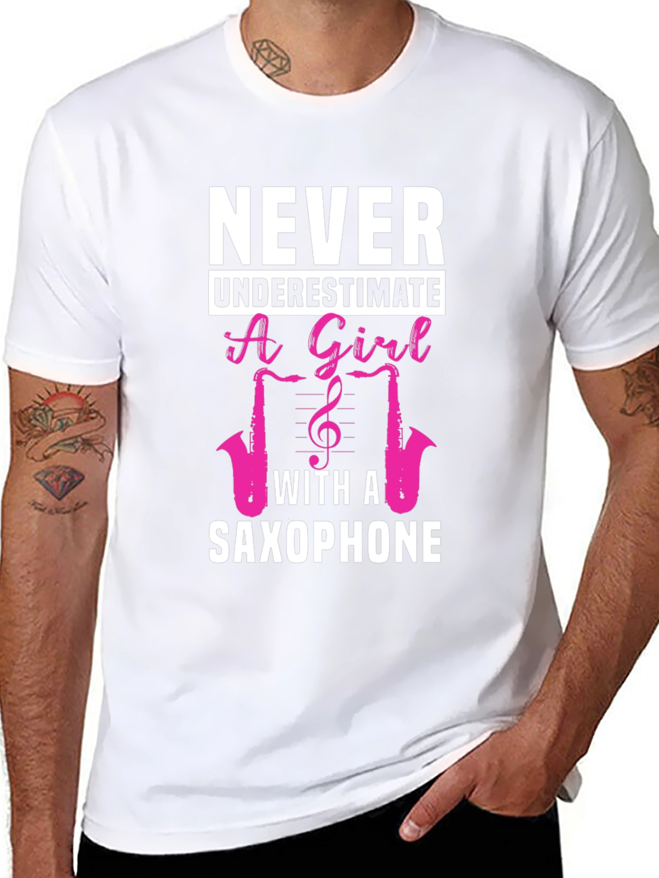 Never Underestimate a Girl with a Saxophone T-Shirt