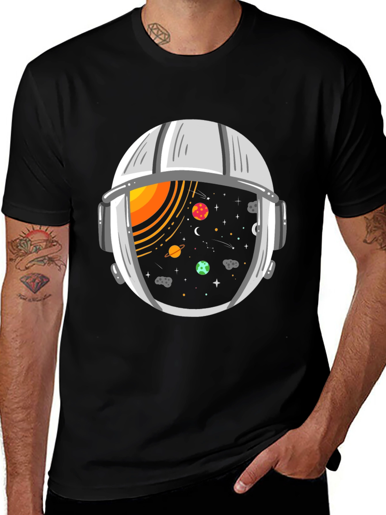 Space Helmet Graphic Tee - Cosmic Adventure T-Shirt