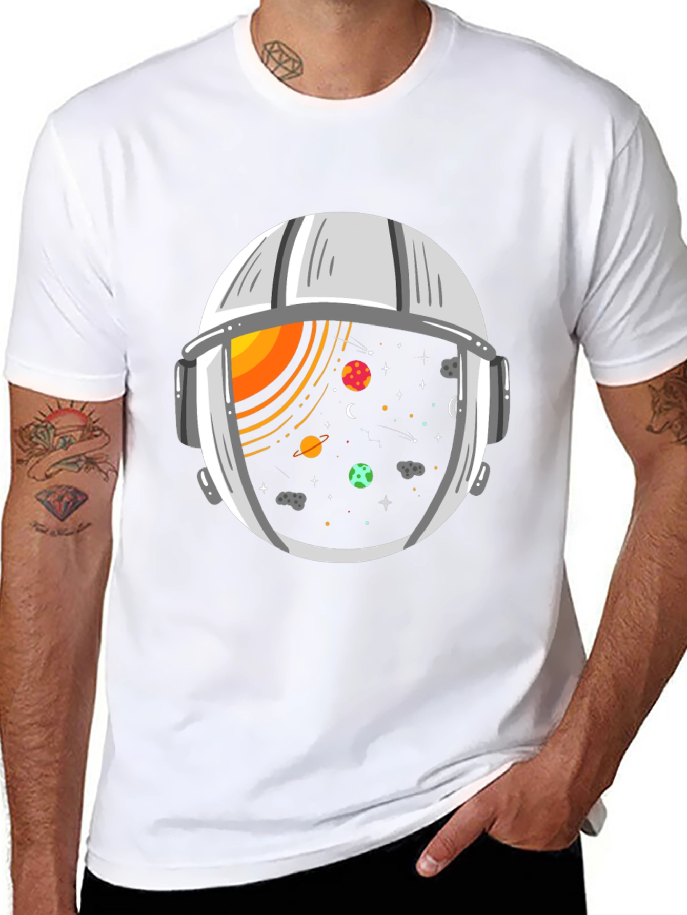 Space Helmet Graphic Tee - Cosmic Adventure T-Shirt