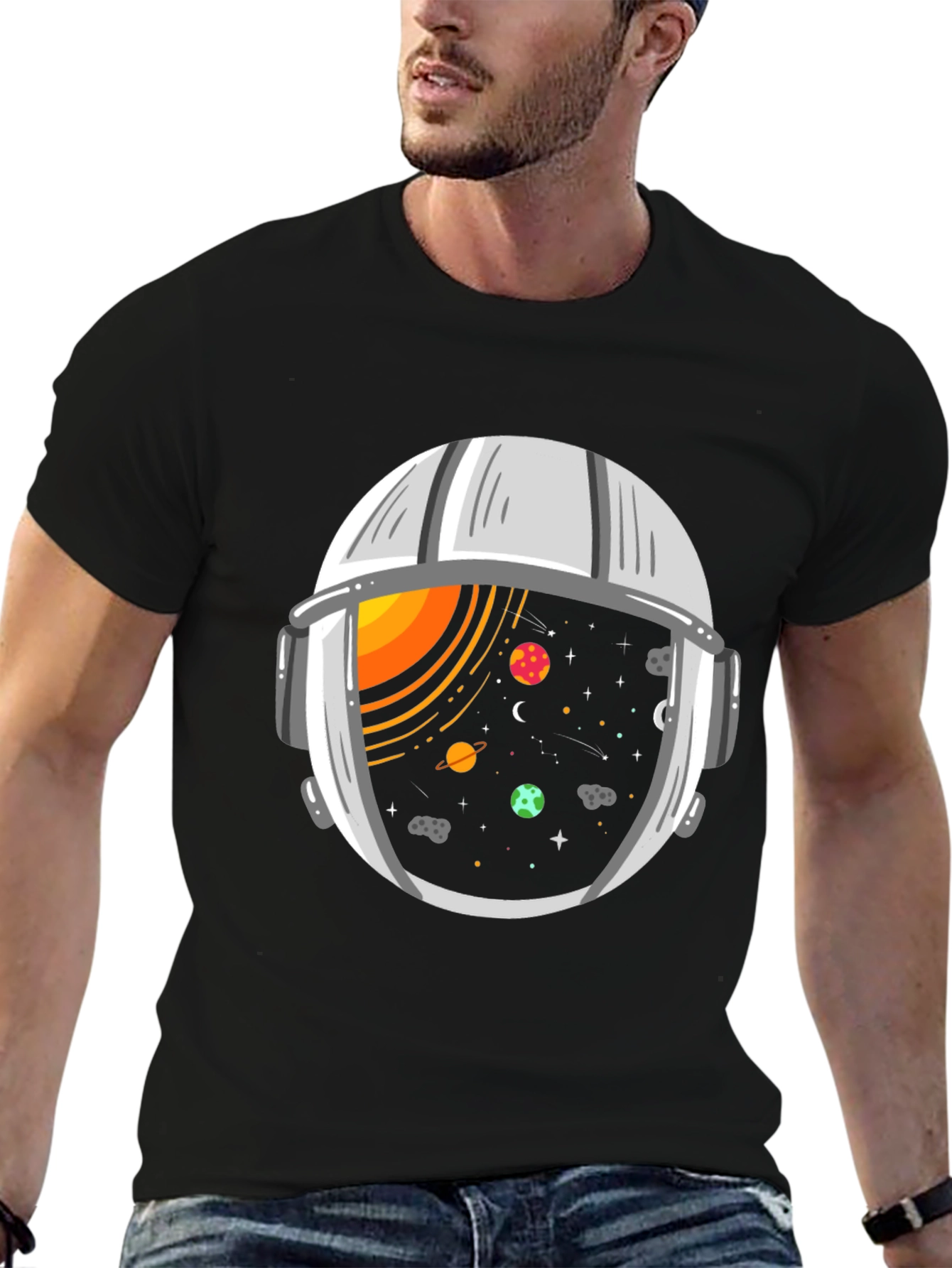 Space Helmet Graphic Tee - Cosmic Adventure T-Shirt