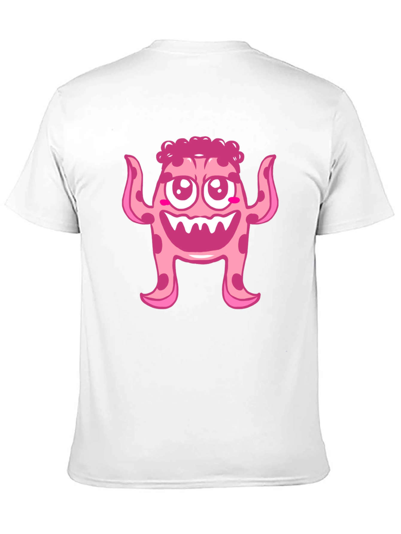 Cute Pink Monster Graphic Print Black T-Shirt