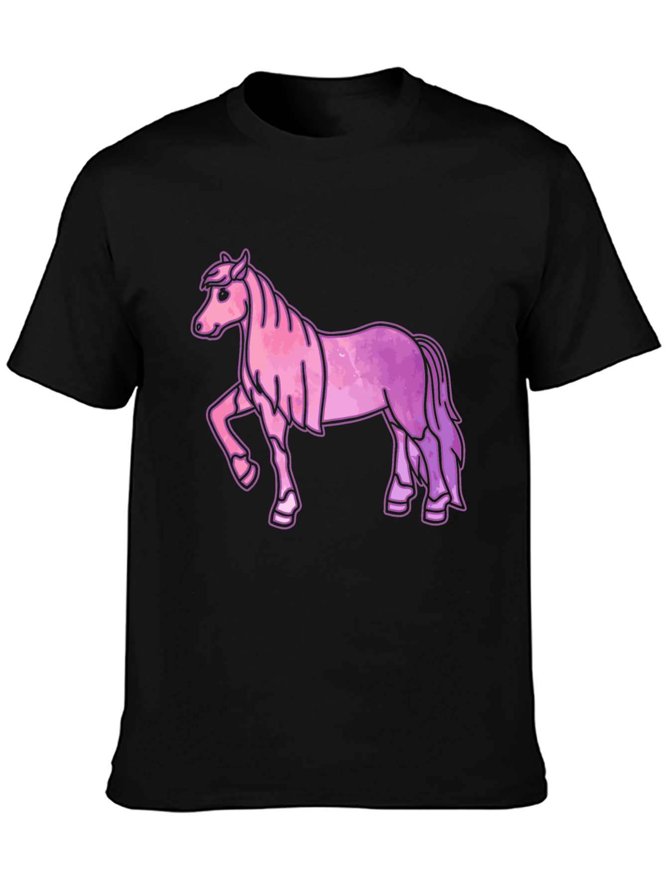 Pink Horse Graphic Tee - Unisex Black T-Shirt