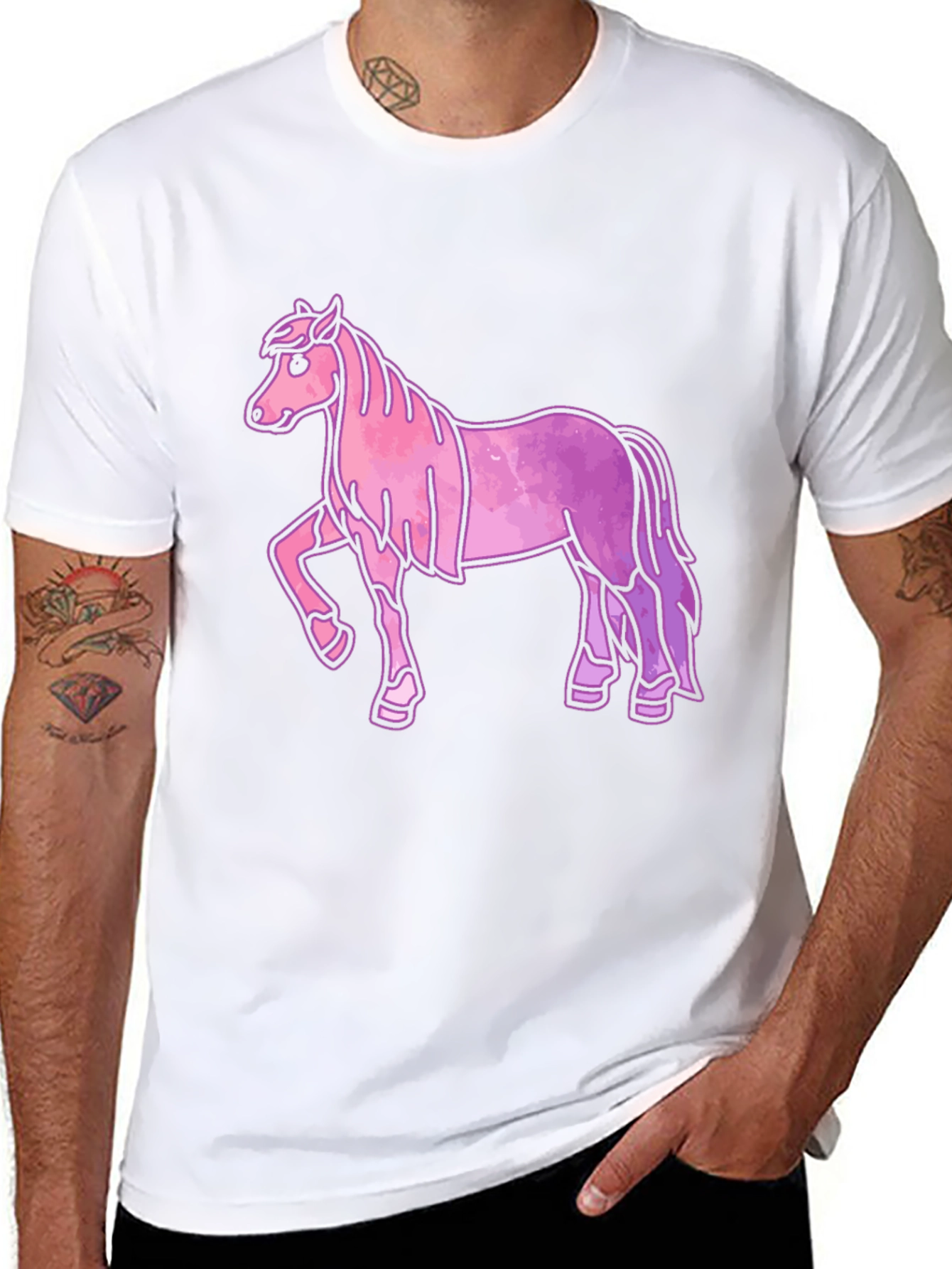 Pink Horse Graphic Tee - Unisex Black T-Shirt