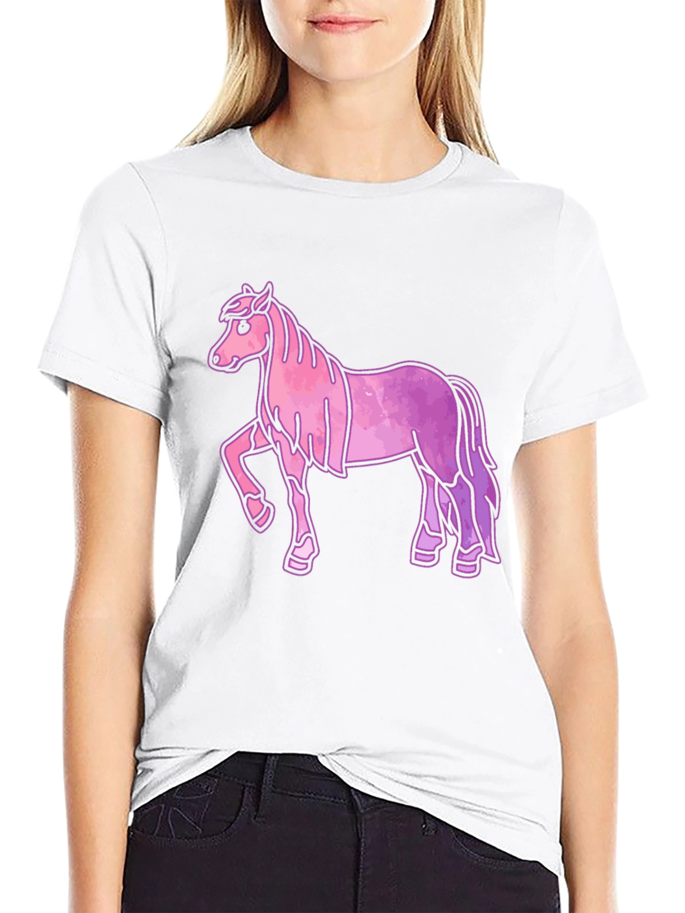 Pink Horse Graphic Tee - Unisex Black T-Shirt