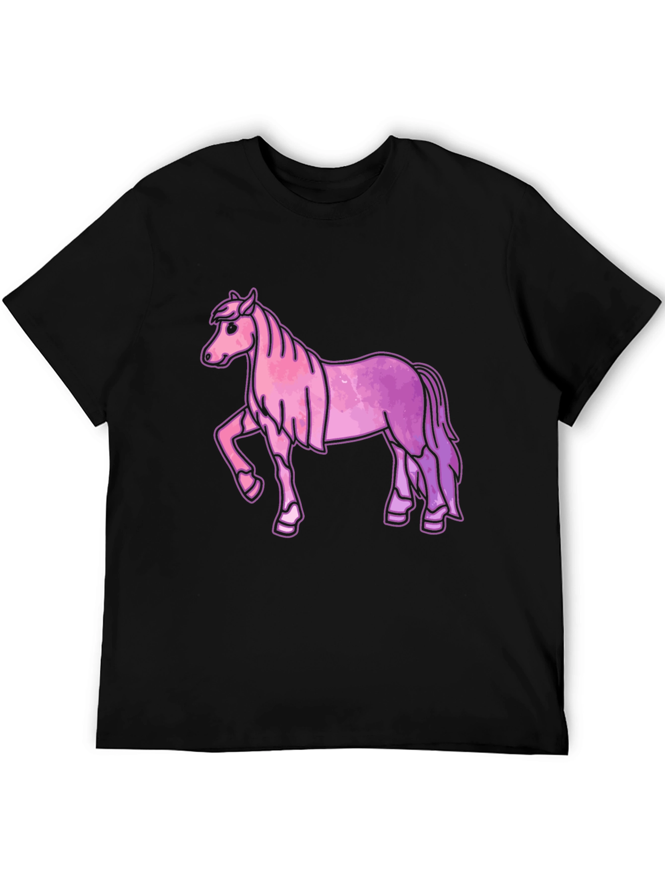 Pink Horse Graphic Tee - Unisex Black T-Shirt
