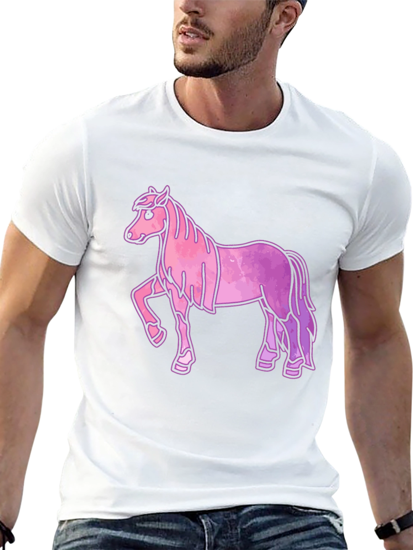 Pink Horse Graphic Tee - Unisex Black T-Shirt