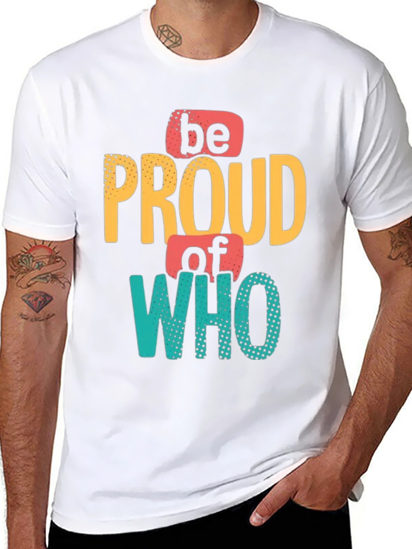 Be Proud Who You Are Mens Black Graphic Tee