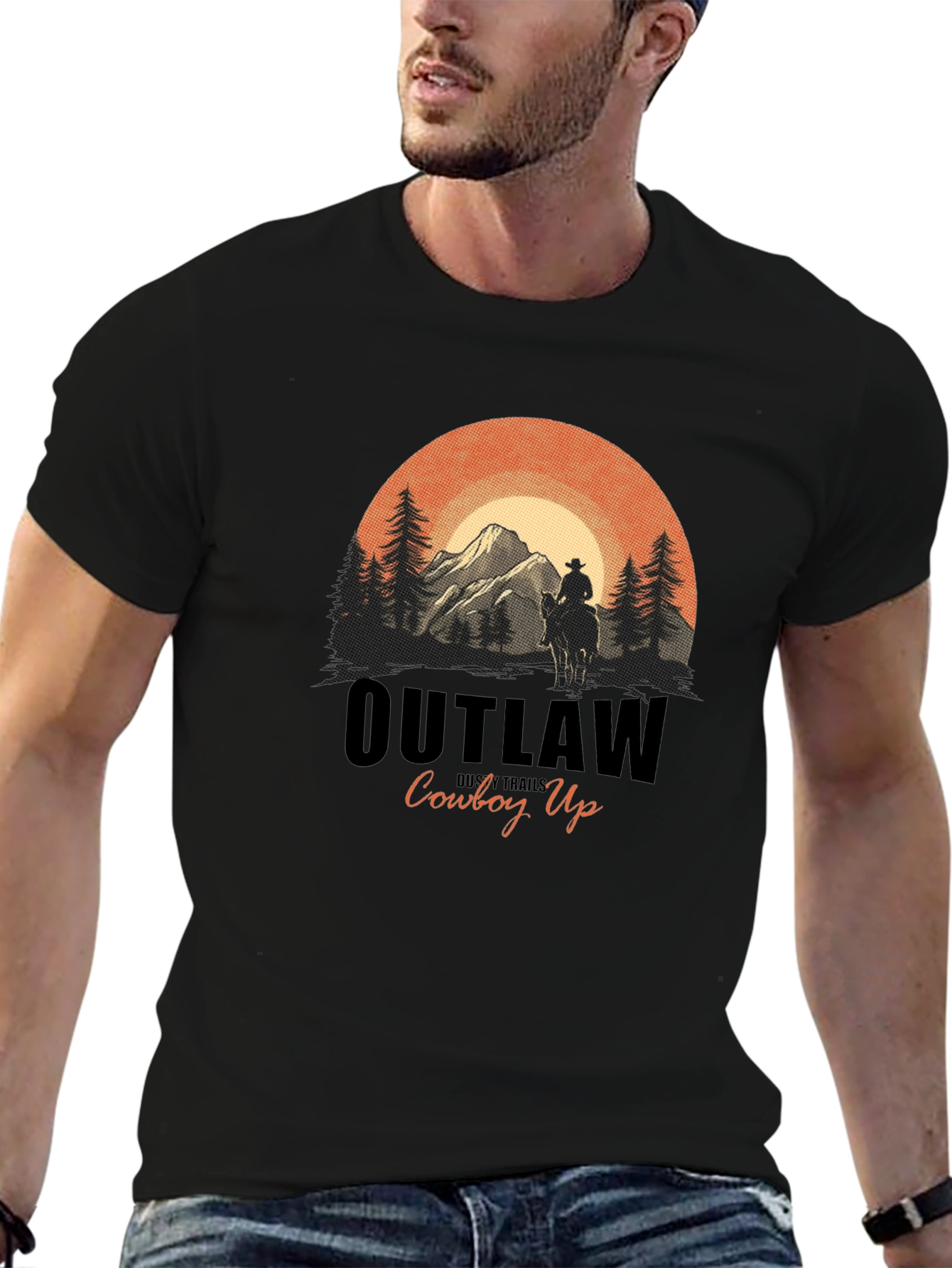 Outlaw Cowboy Up Graphic Tee - Western Style