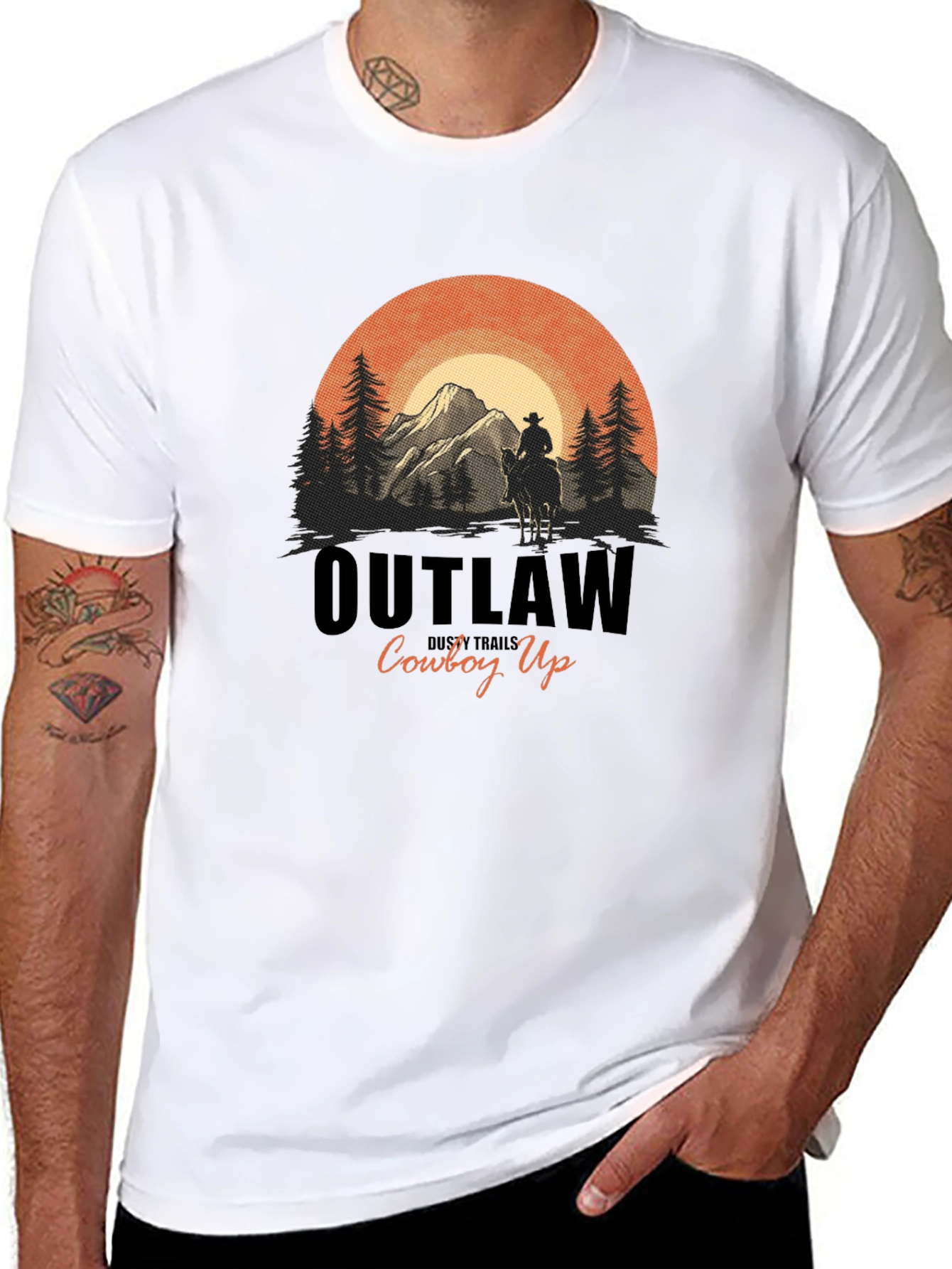 Outlaw Cowboy Up Graphic Tee - Western Style