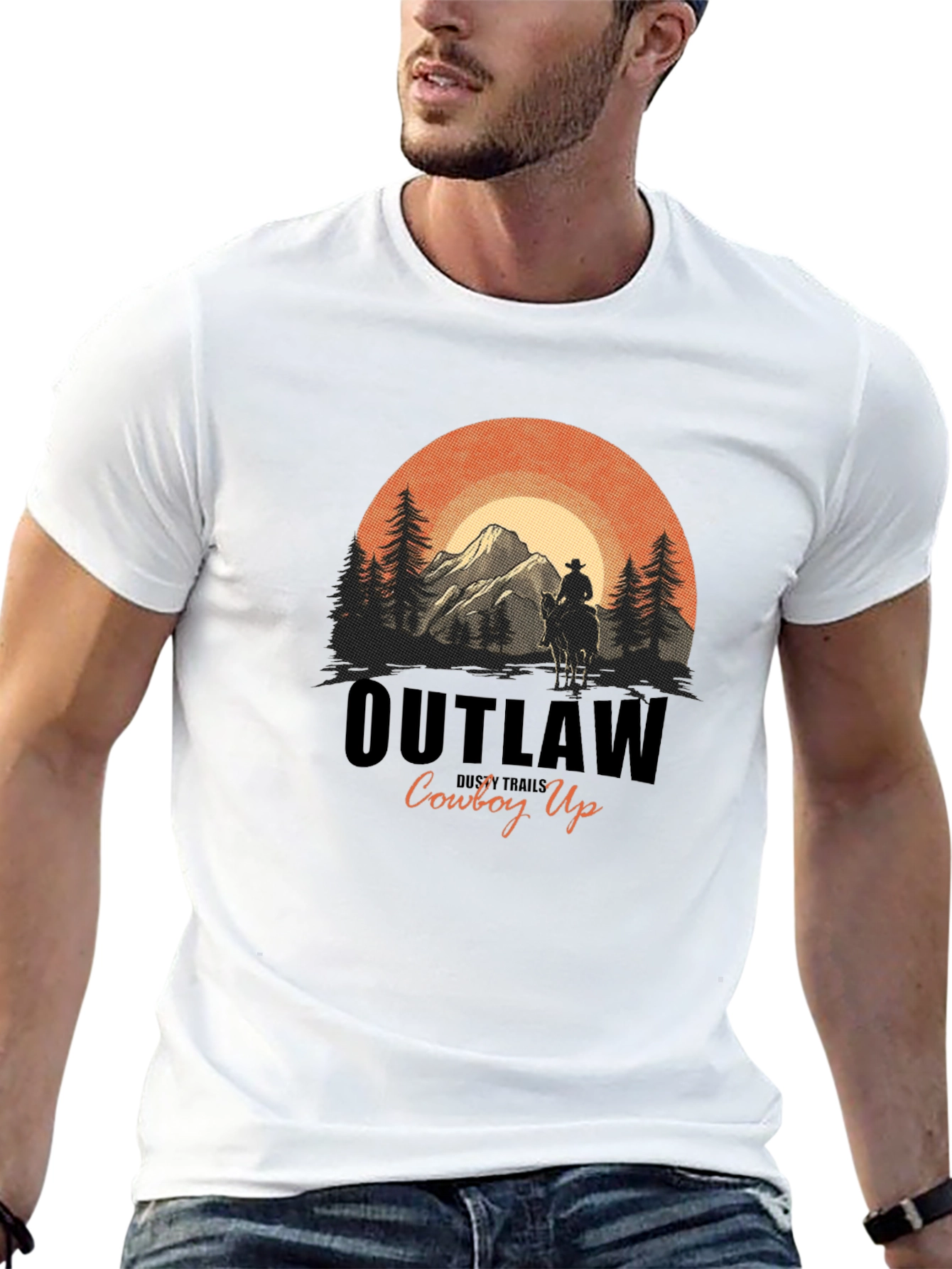 Outlaw Cowboy Up Graphic Tee - Western Style