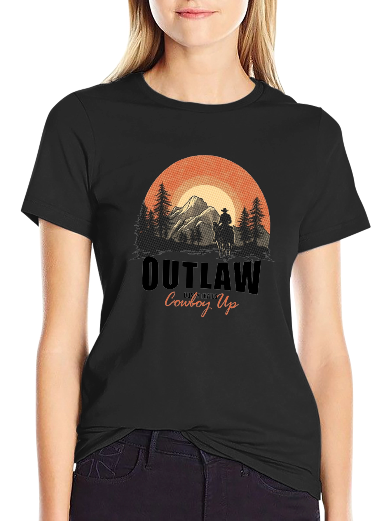 Outlaw Cowboy Up Graphic Tee - Western Style