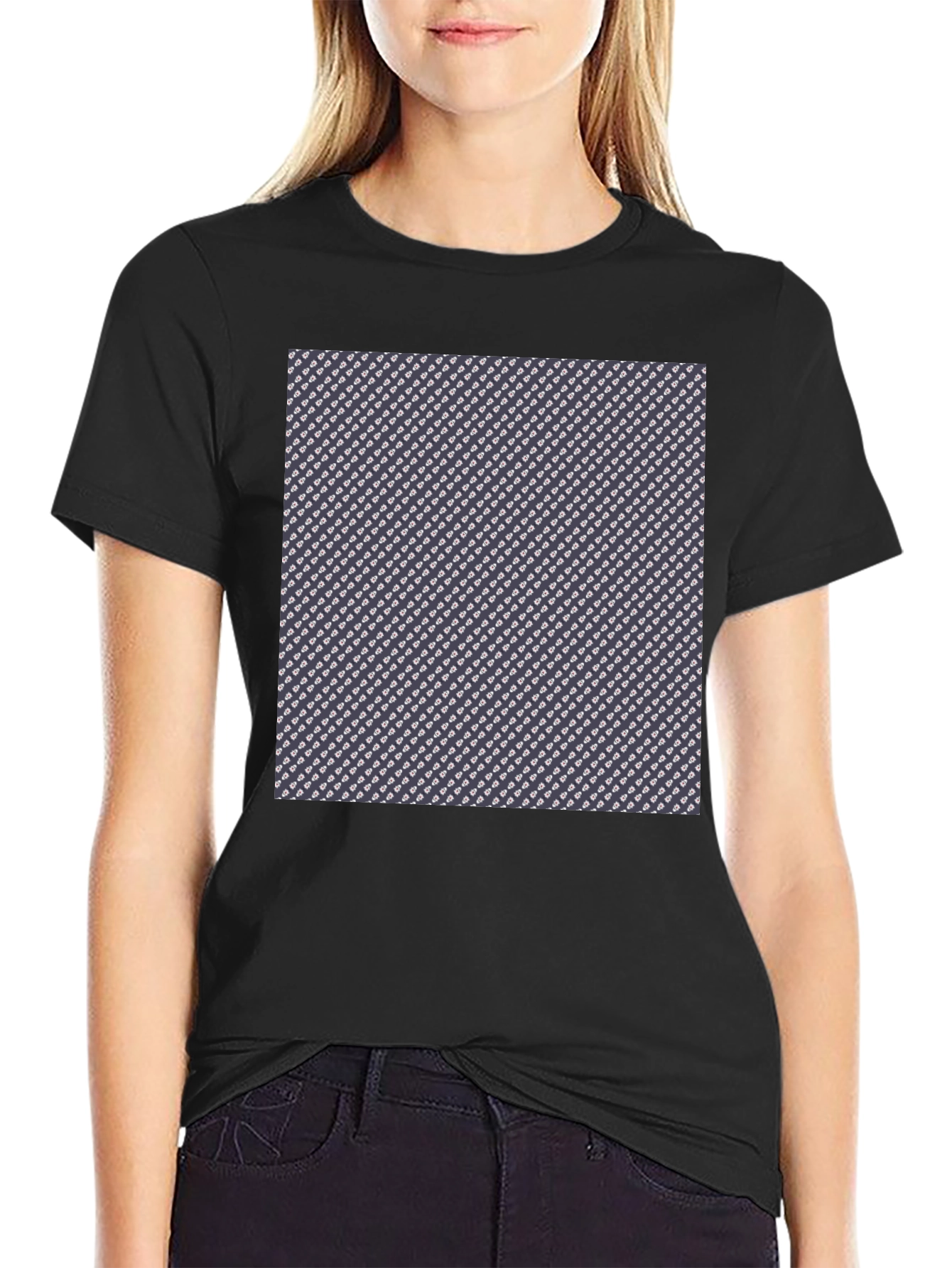 Patterned Print Crew Neck T-Shirt