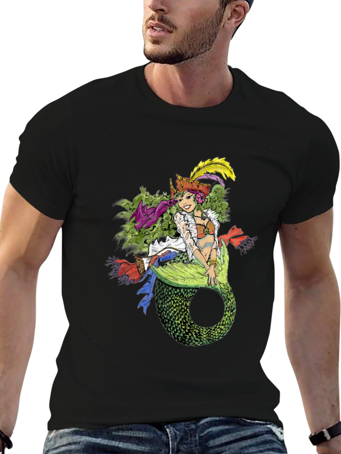 Mermaid Pirate T-Shirt - Quirky Nautical Tee