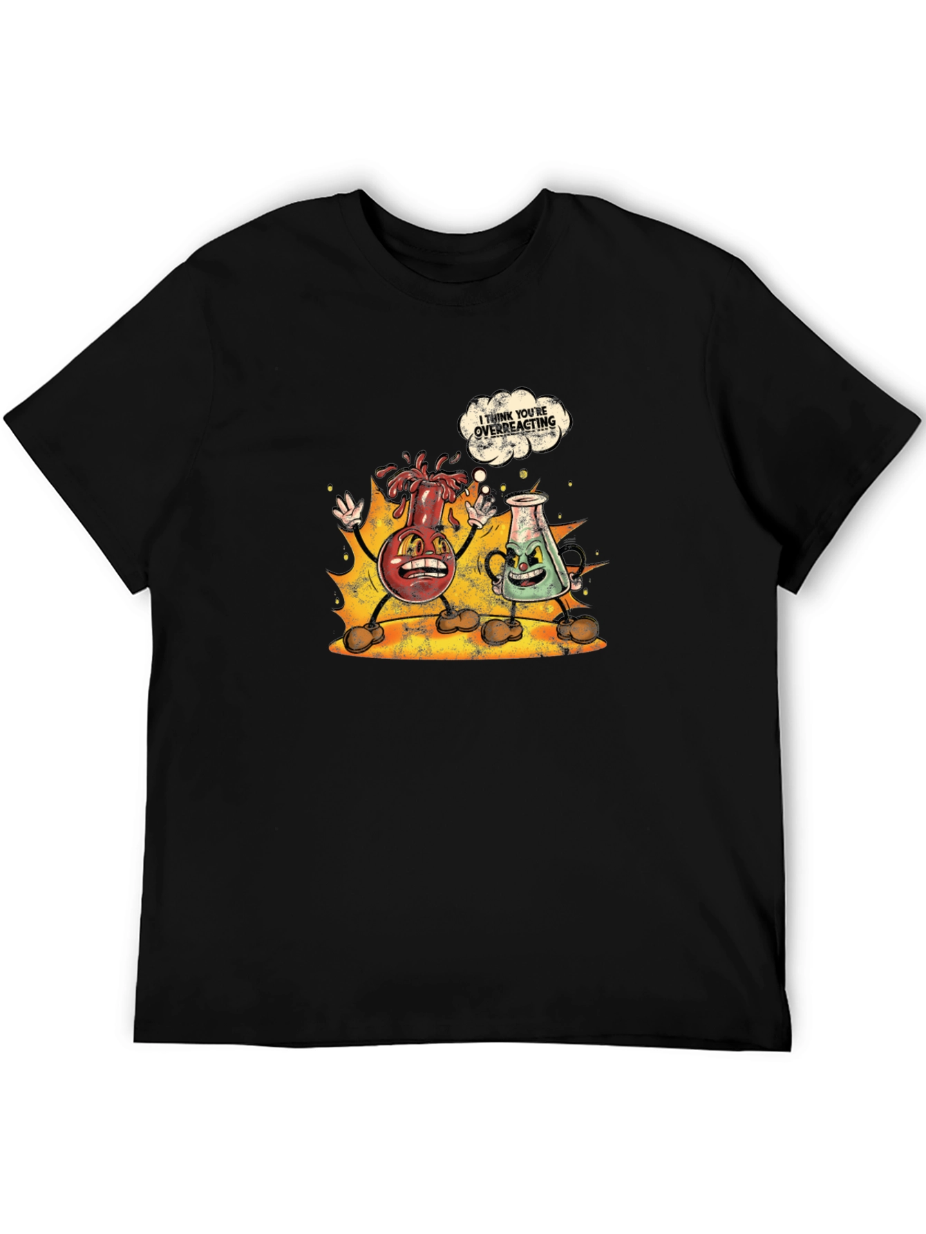 Funny Chemistry Cartoon Black T-Shirt