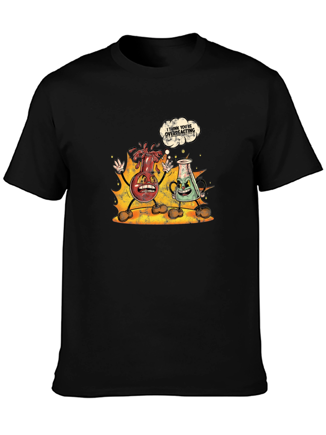 Funny Chemistry Cartoon Black T-Shirt