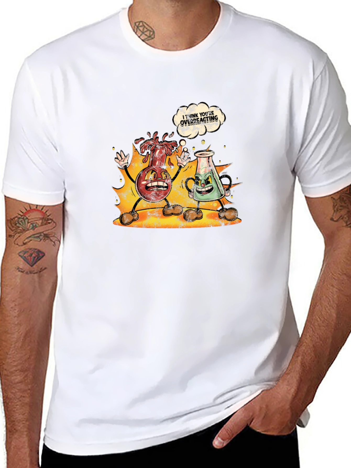Funny Chemistry Cartoon Black T-Shirt