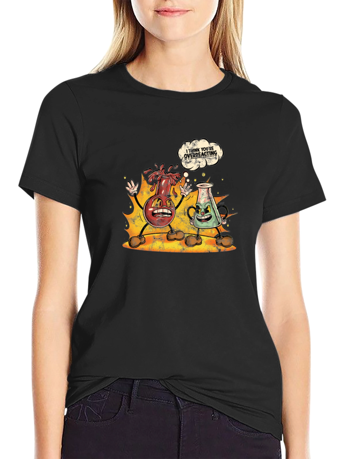 Funny Chemistry Cartoon Black T-Shirt