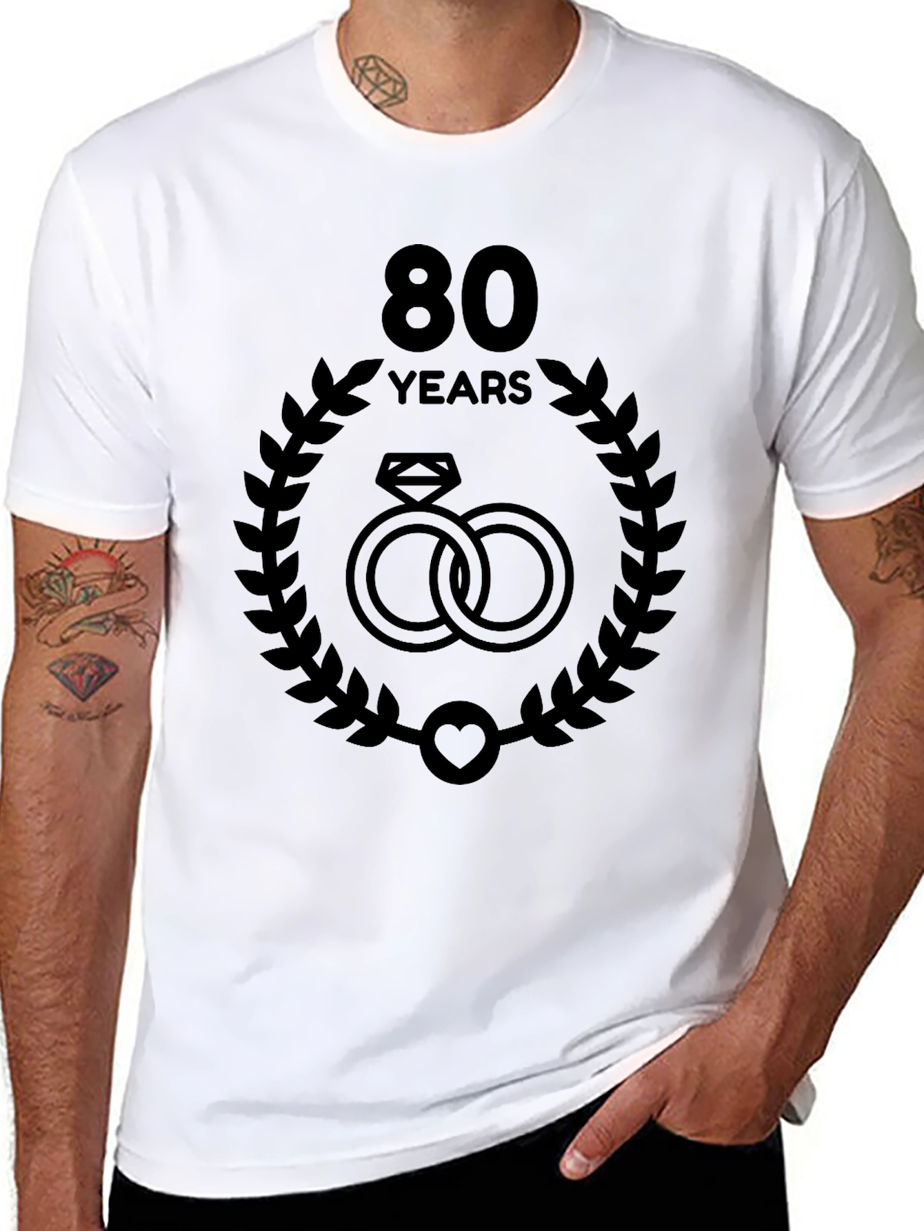 80th Anniversary T-Shirt - Rings and Laurel Design