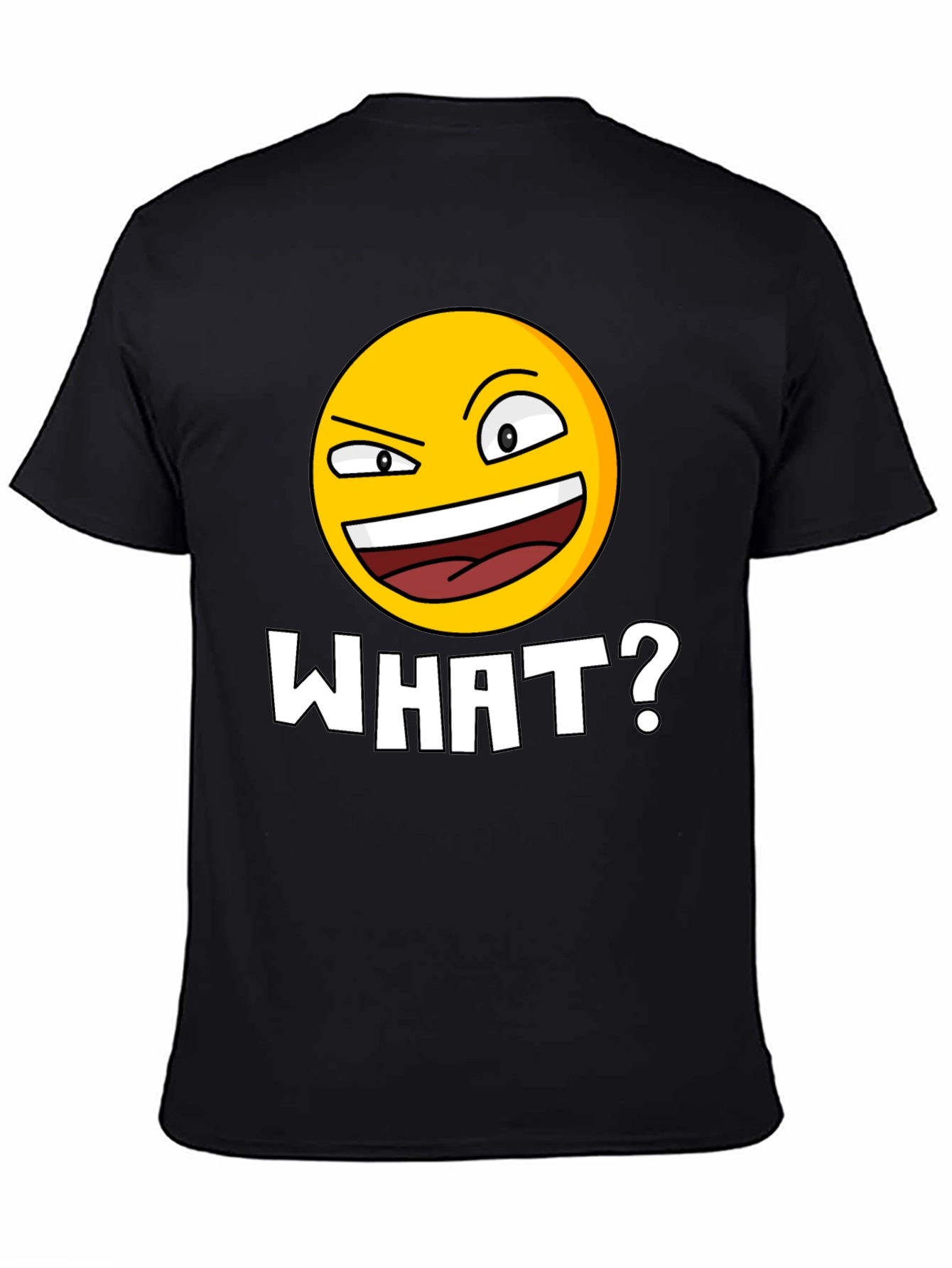 Funny Emoji WHAT? Black T-Shirt