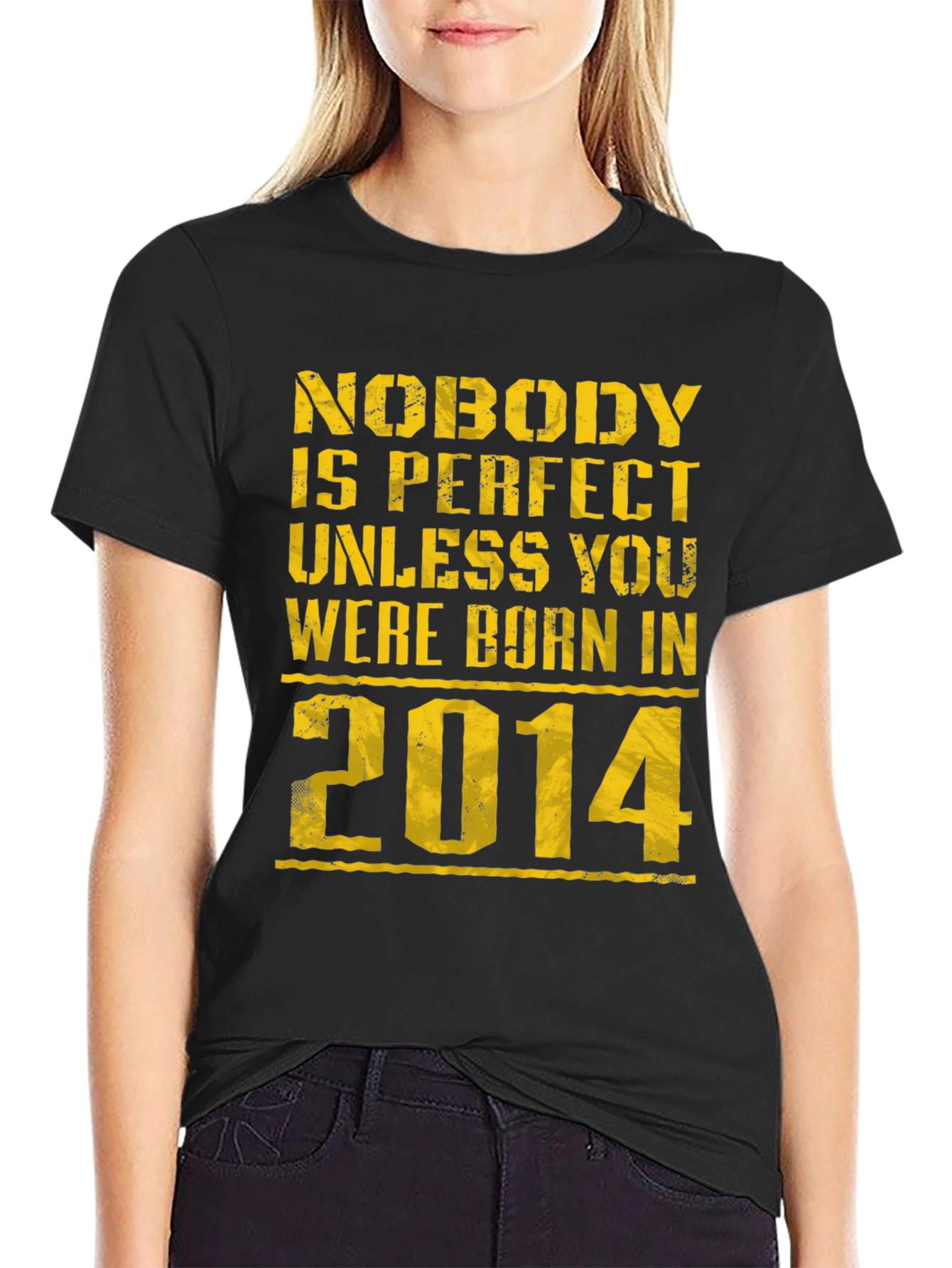 Born in 2014 Black Graphic T-Shirt