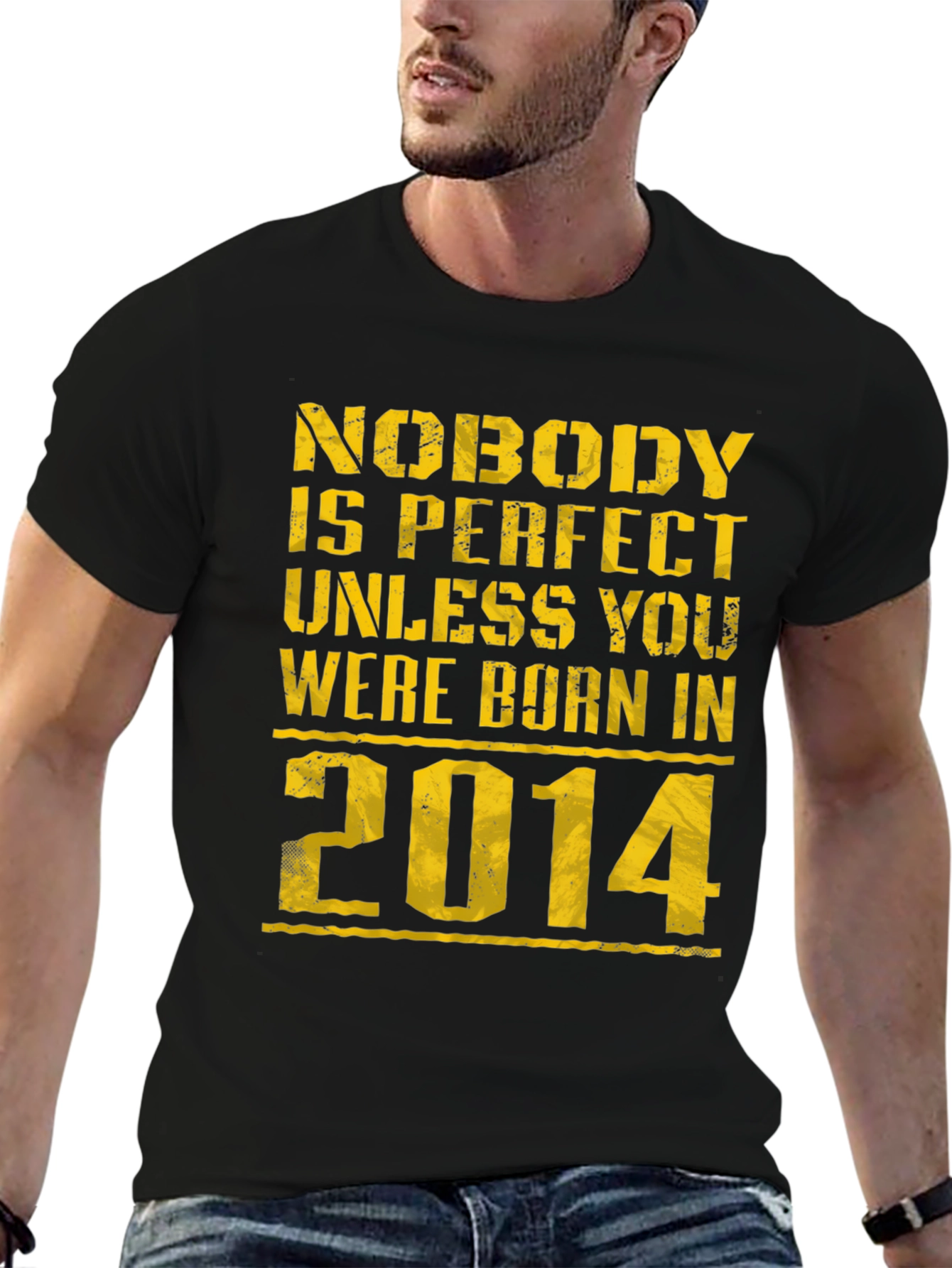 Born in 2014 Black Graphic T-Shirt