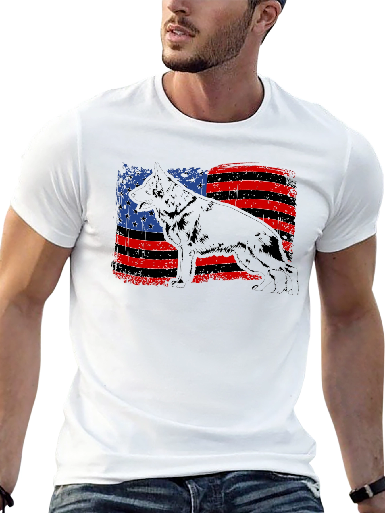 American Flag German Shepherd T-Shirt