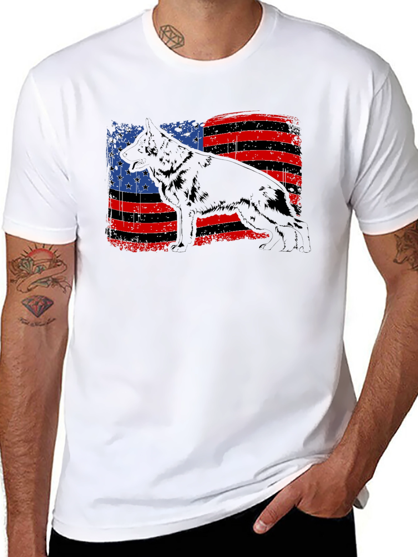 American Flag German Shepherd T-Shirt