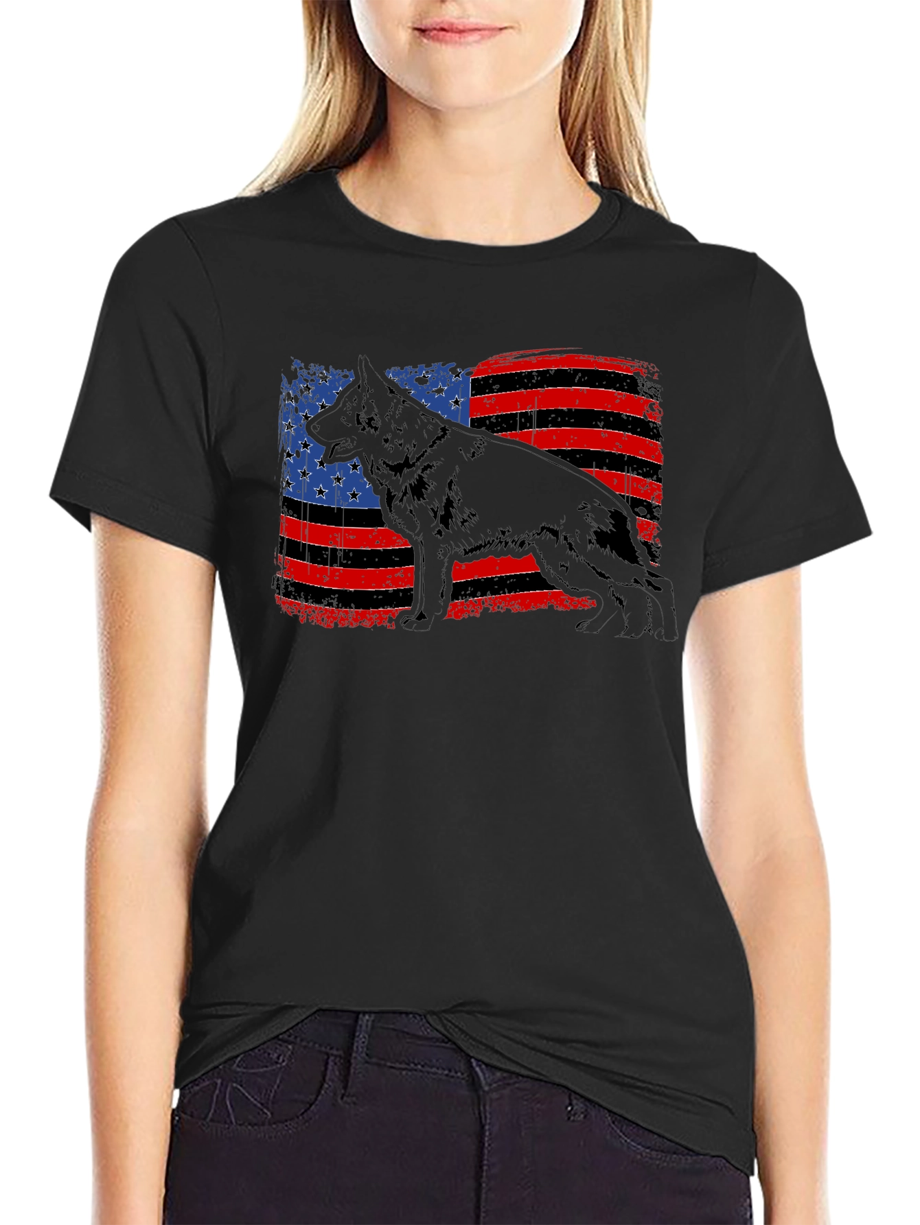 American Flag German Shepherd T-Shirt