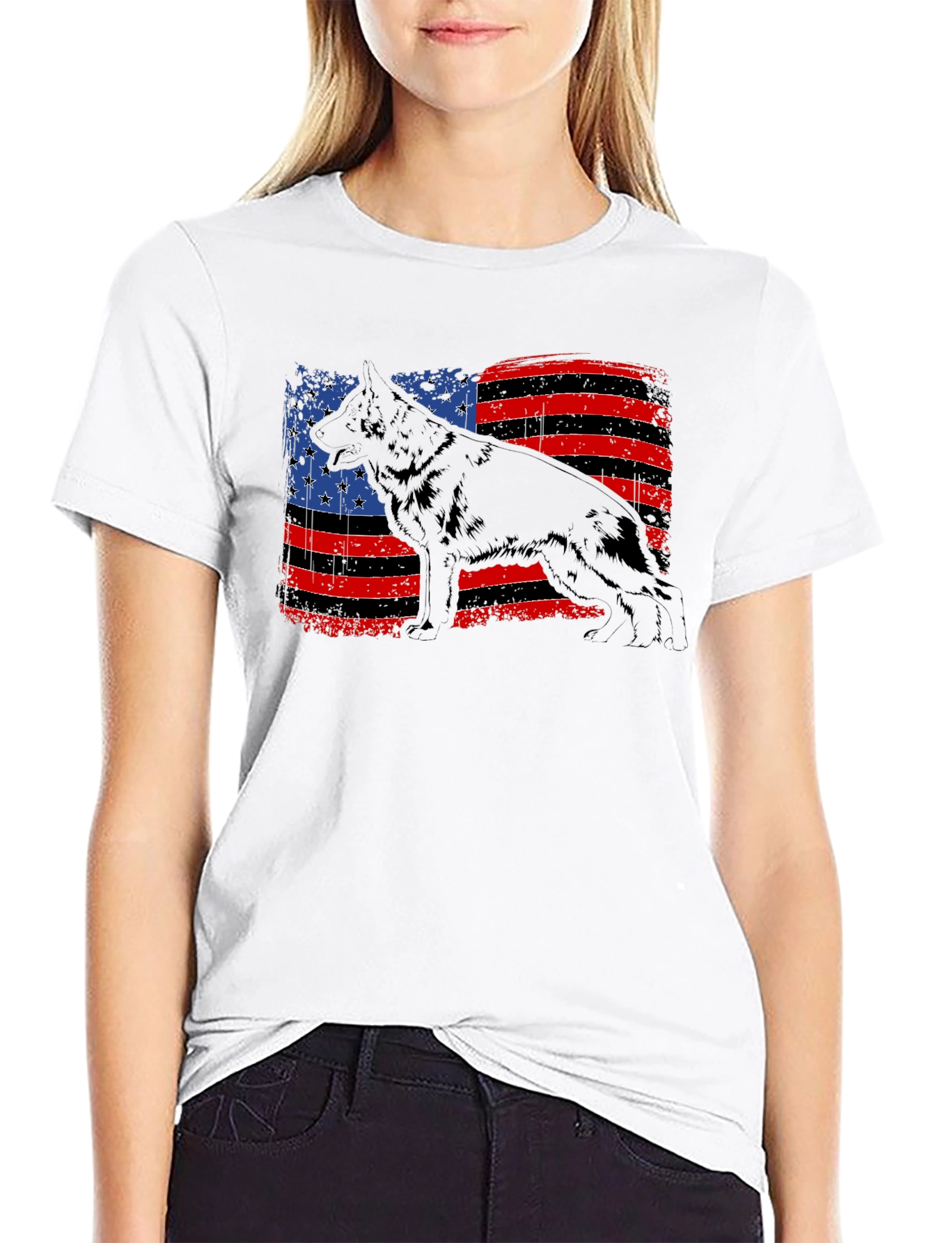 American Flag German Shepherd T-Shirt