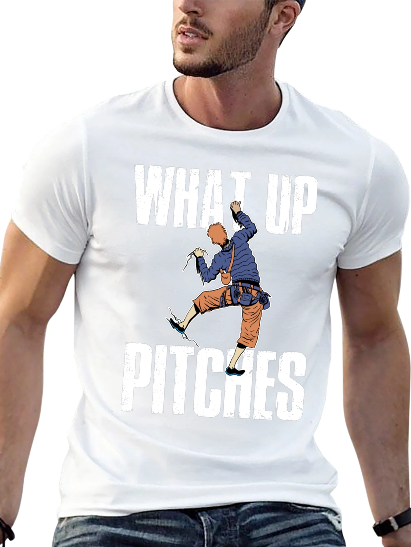 What Up Pitches Climbing Graphic T-Shirt