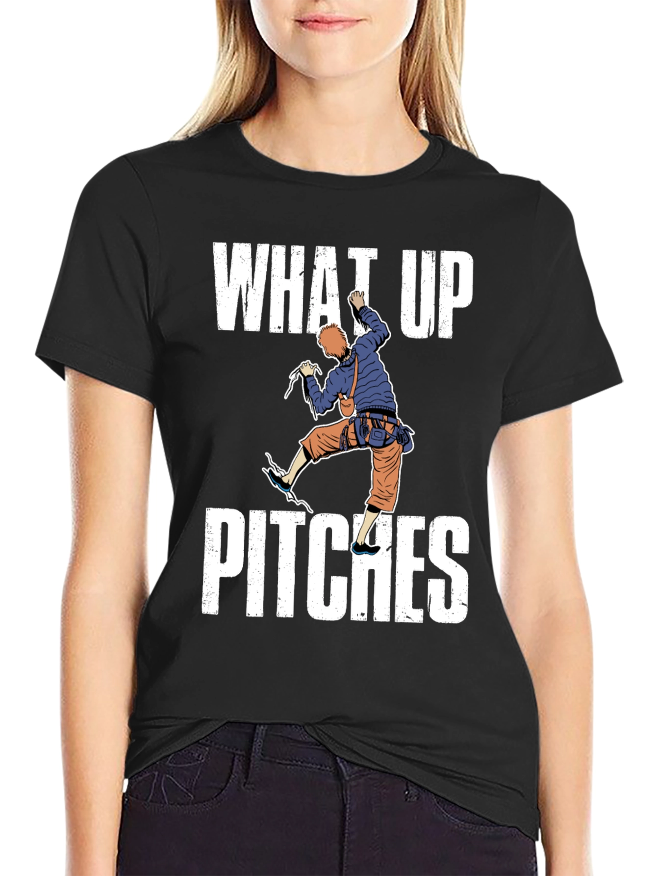 What Up Pitches Climbing Graphic T-Shirt