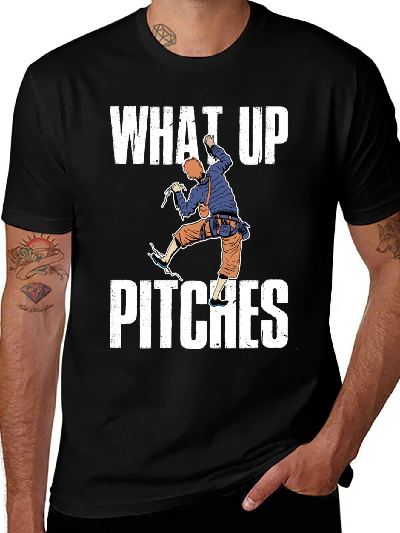 What Up Pitches Climbing Graphic T-Shirt