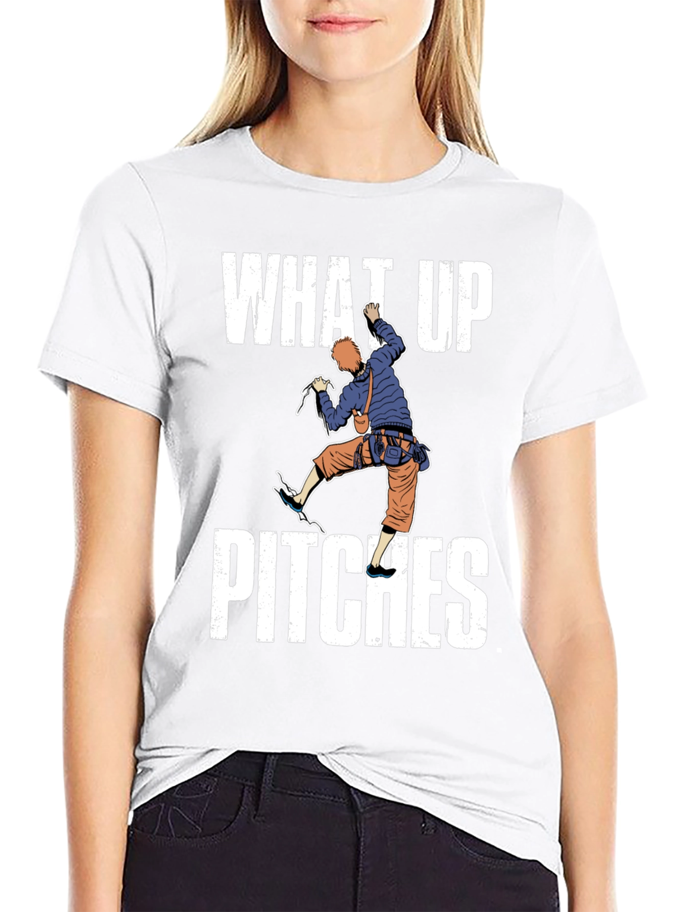 What Up Pitches Climbing Graphic T-Shirt