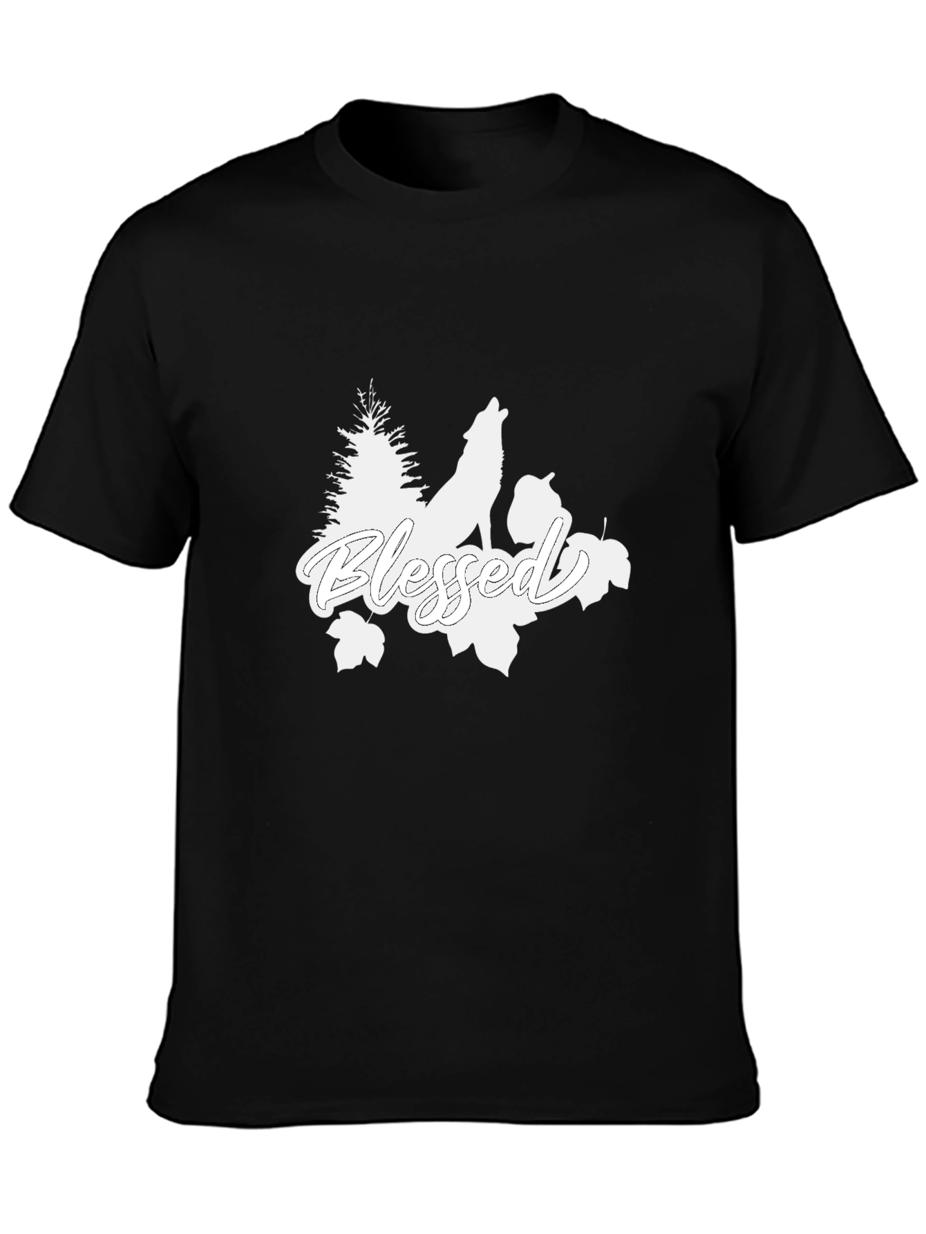 Blessed Wolf Graphic Tee - Black