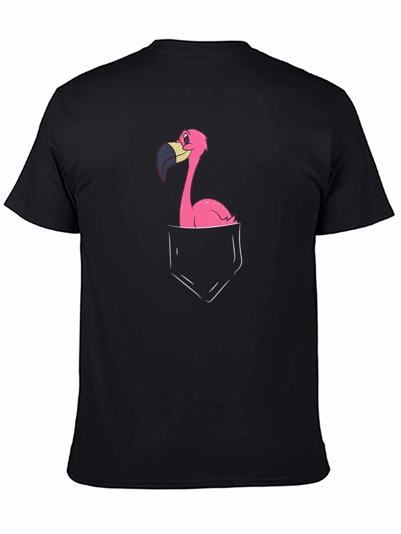 Pocket Flamingo Graphic T-Shirt - Novelty Tee