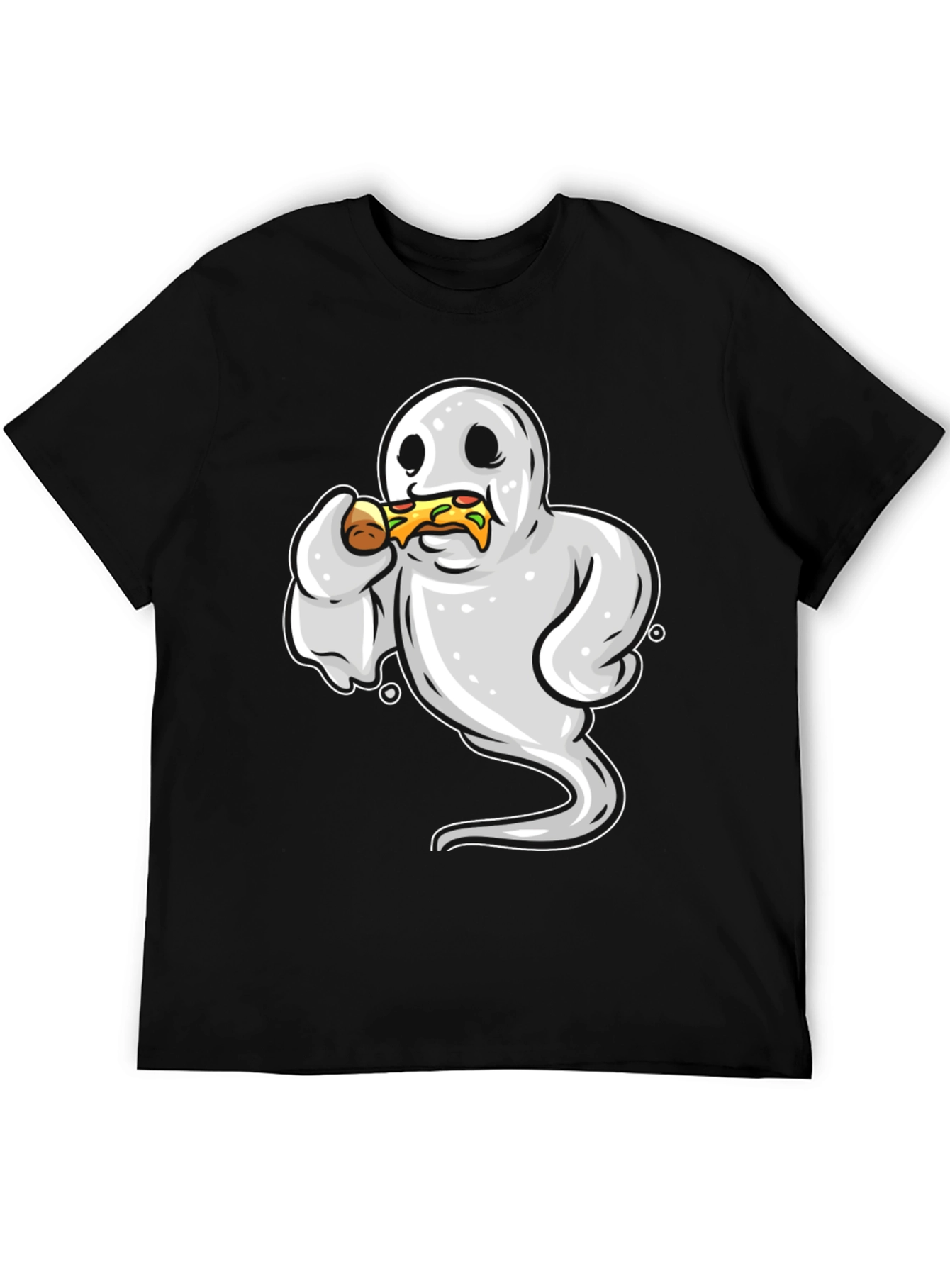 Ghost Eating Pizza Funny Graphic Tee