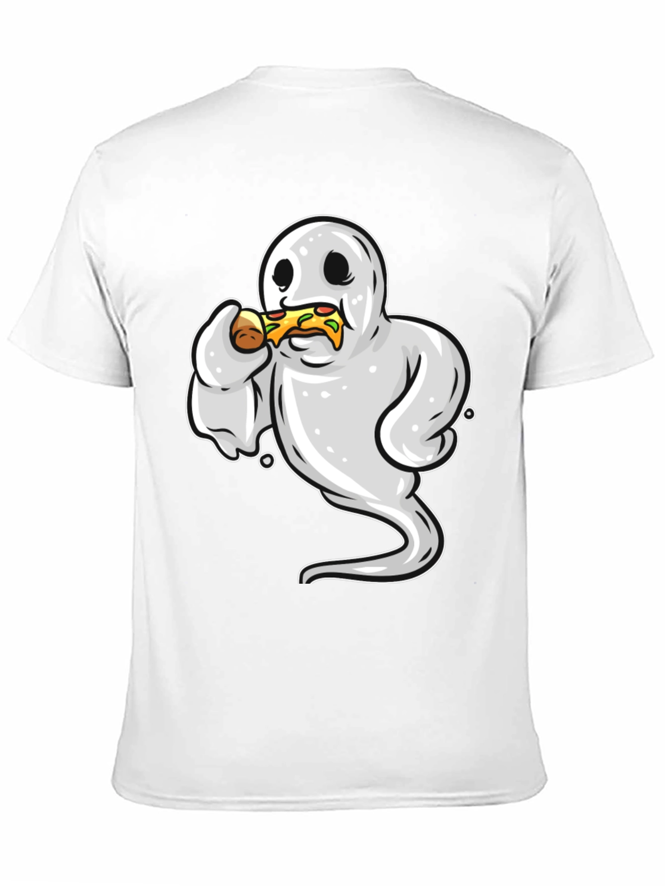 Ghost Eating Pizza Funny Graphic Tee