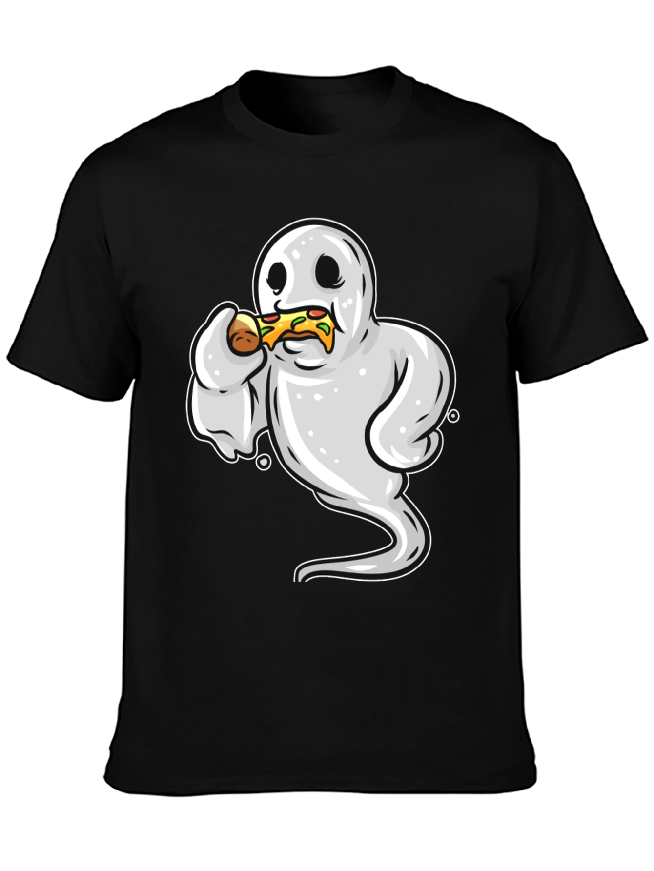 Ghost Eating Pizza Funny Graphic Tee