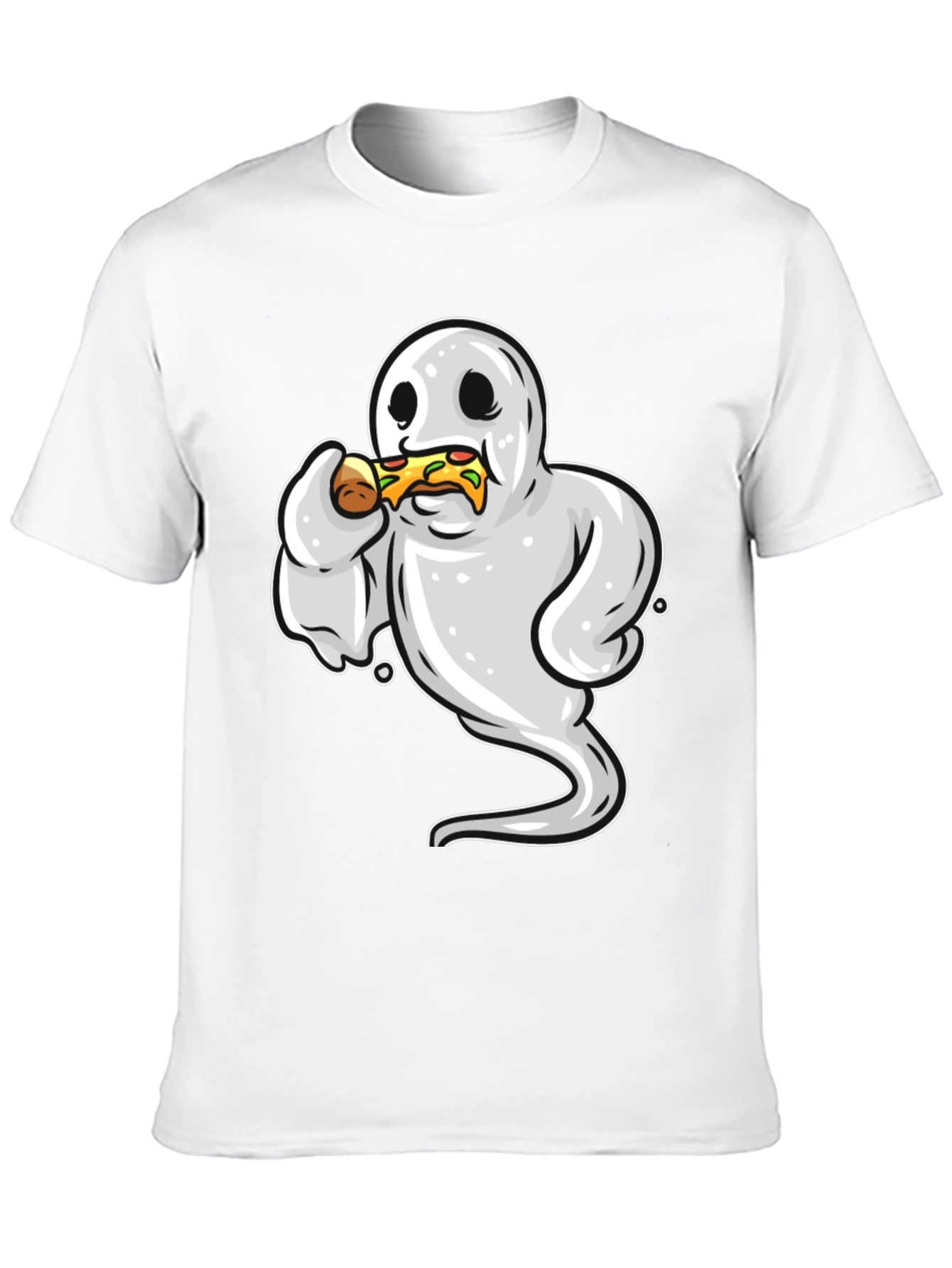 Ghost Eating Pizza Funny Graphic Tee