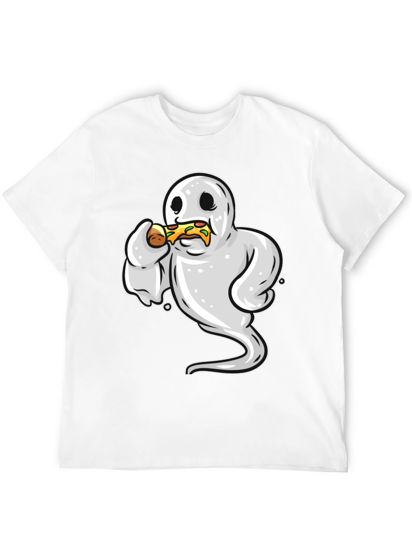 Ghost Eating Pizza Funny Graphic Tee