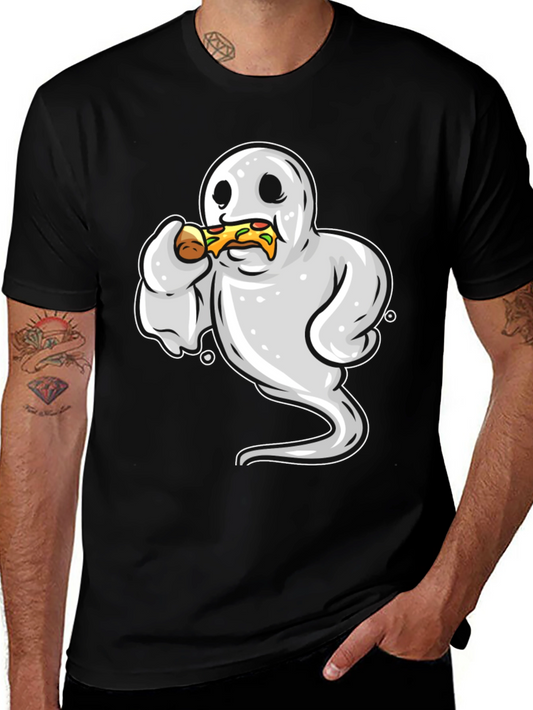 Ghost Eating Pizza Funny Graphic Tee