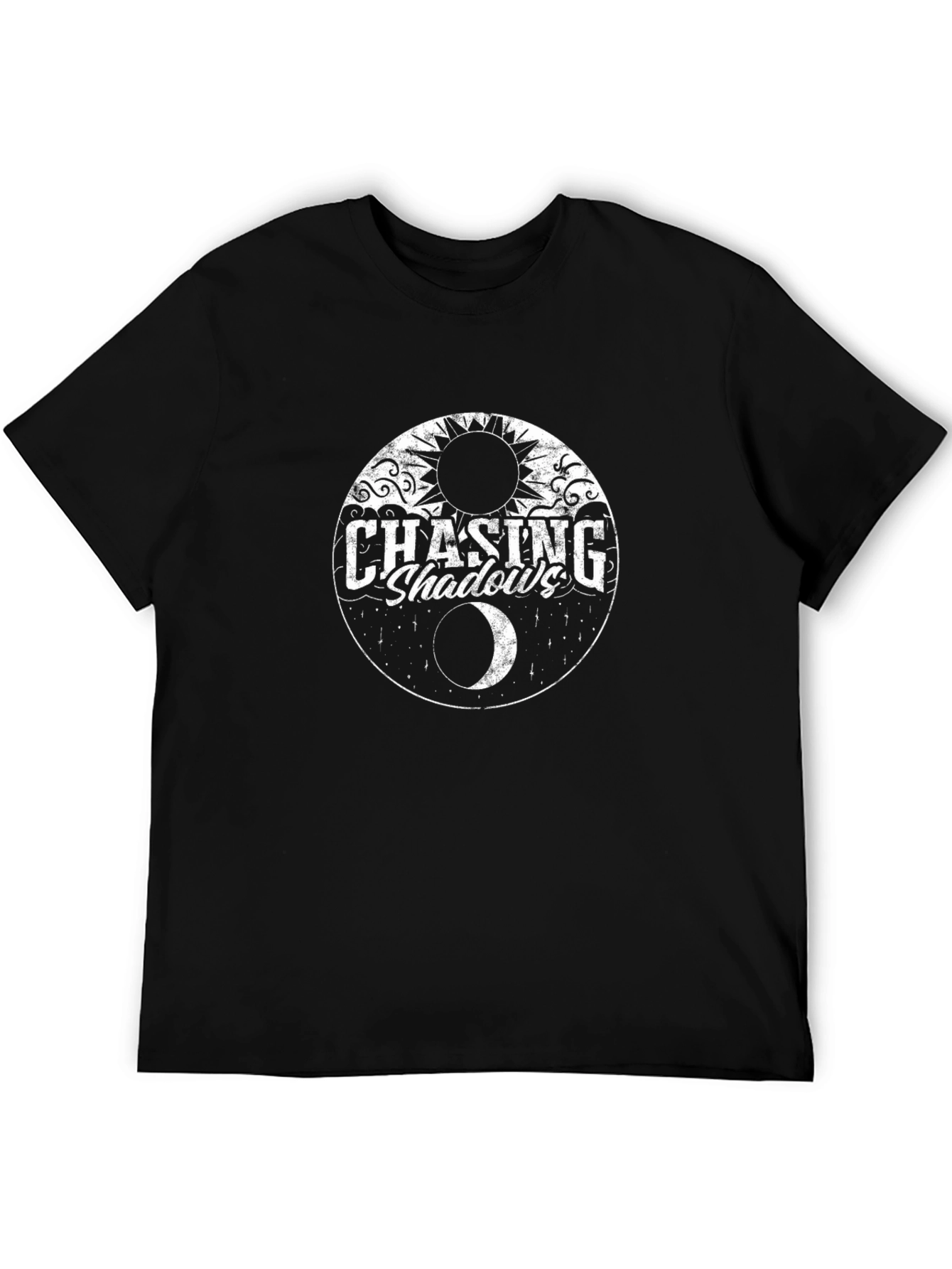 Chasing Shadows Graphic Print Black T-Shirt